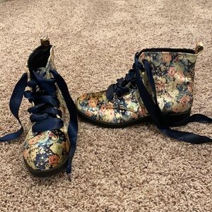 Dirty Laundry Velvet Floral Lace Up Boots